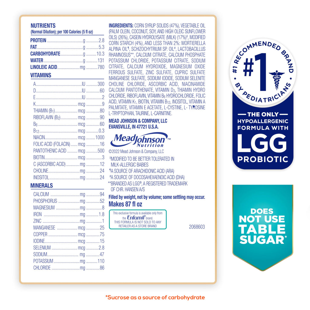 Enfamil Nutramigen Hypoallergenic Formula Lactose