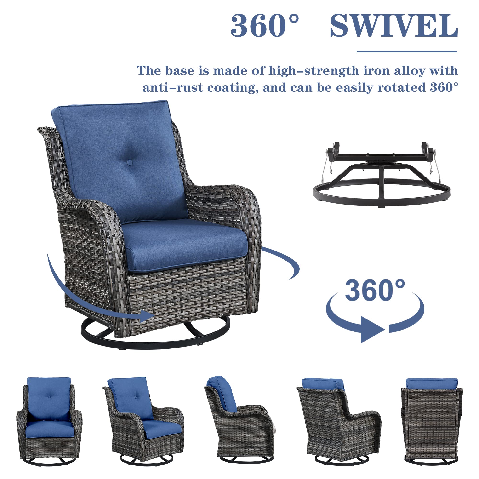 Belord Patio Swivel Rocking Chairs