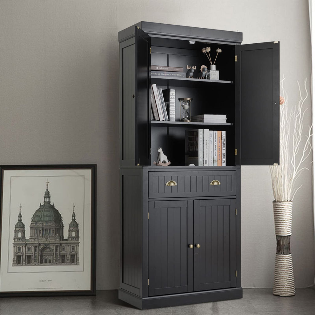 Tangkula Freestanding Cupboard Traditional Adjustable