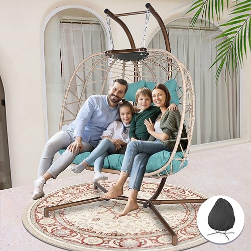 NICESOUL Wicker Rattan Hanging Swing Egg Chair with Stand