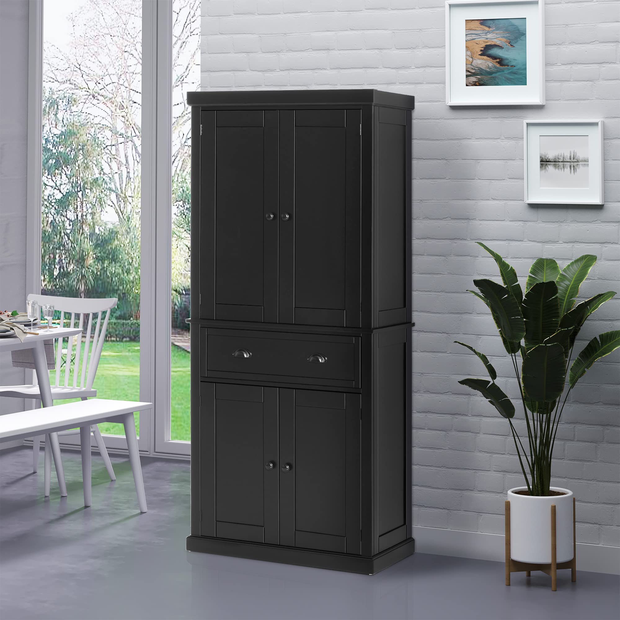 HOMCOM Traditional Freestanding Cupboard Colonial