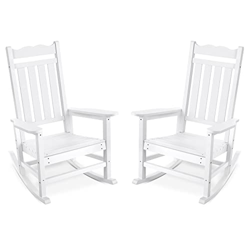Stoog All-Weather Patio Rocking Chair with 400 lbs Weight Capacity, Oversized Porch Rocker Chair, for Backyard, Fire Pit, Lawn, Garden, Outdoor and Indoor, Black