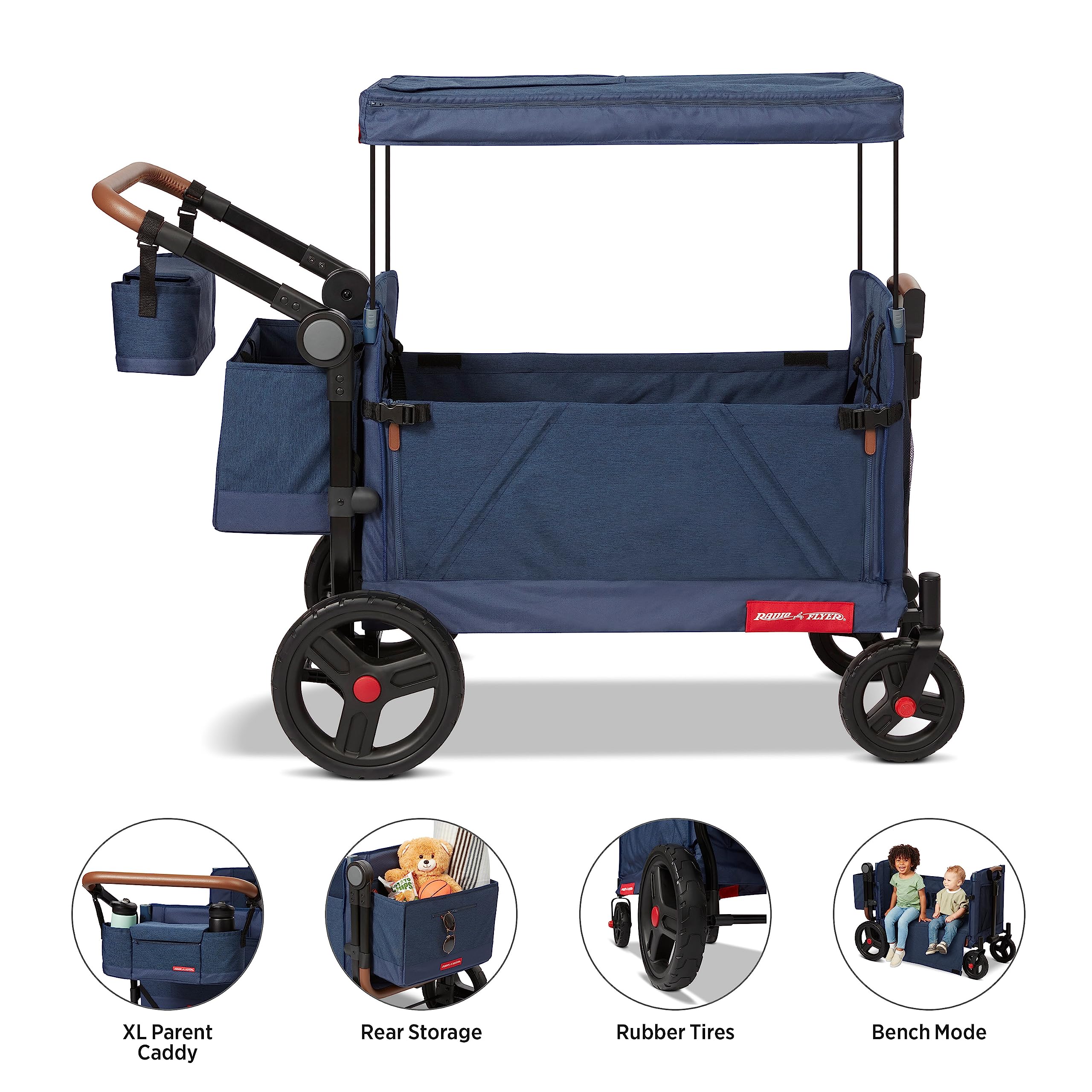 Radio Flyer Atlas Stroll Folding Twin Stroller Wagon
