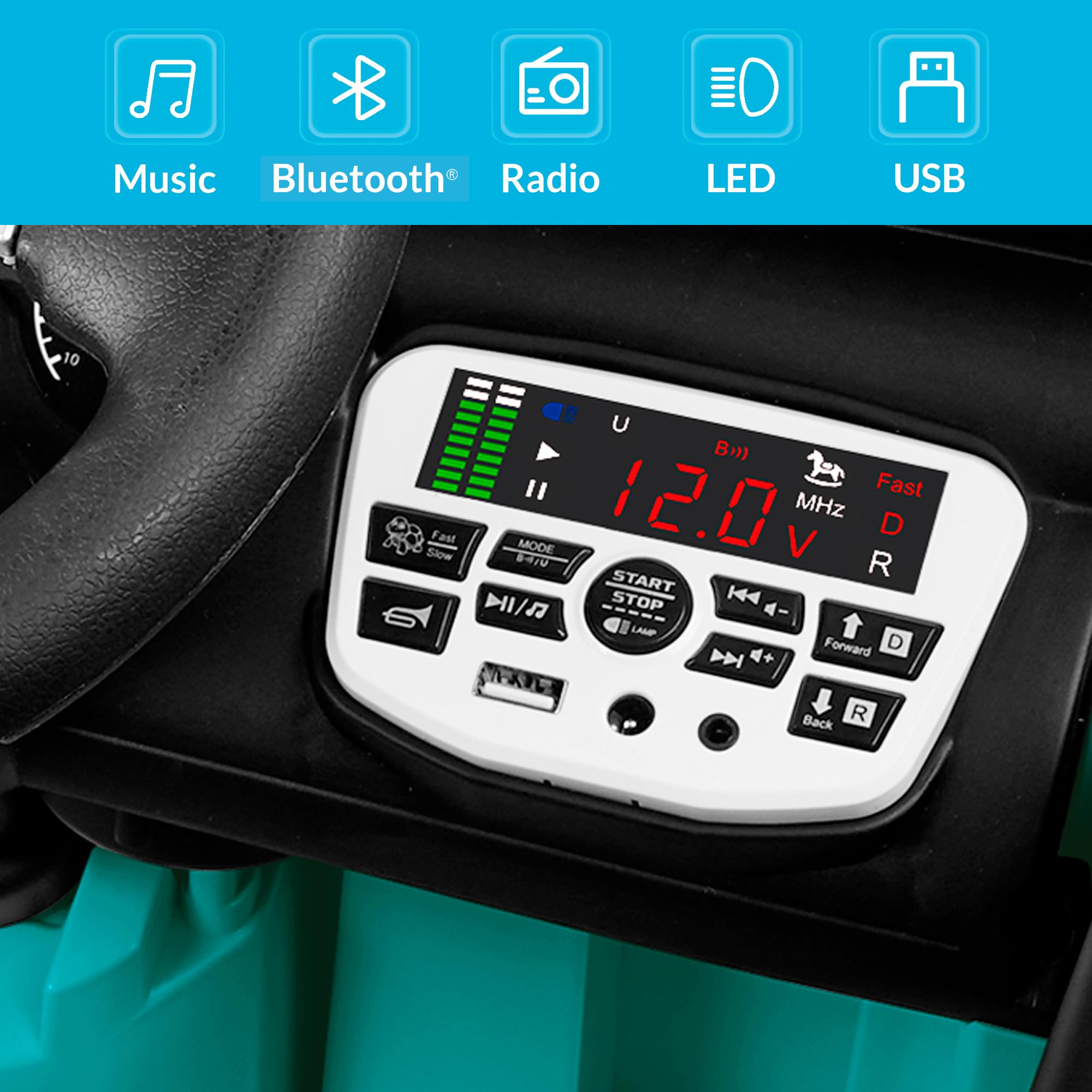 Kidzone Battery Electric Bluetooth Turqoise