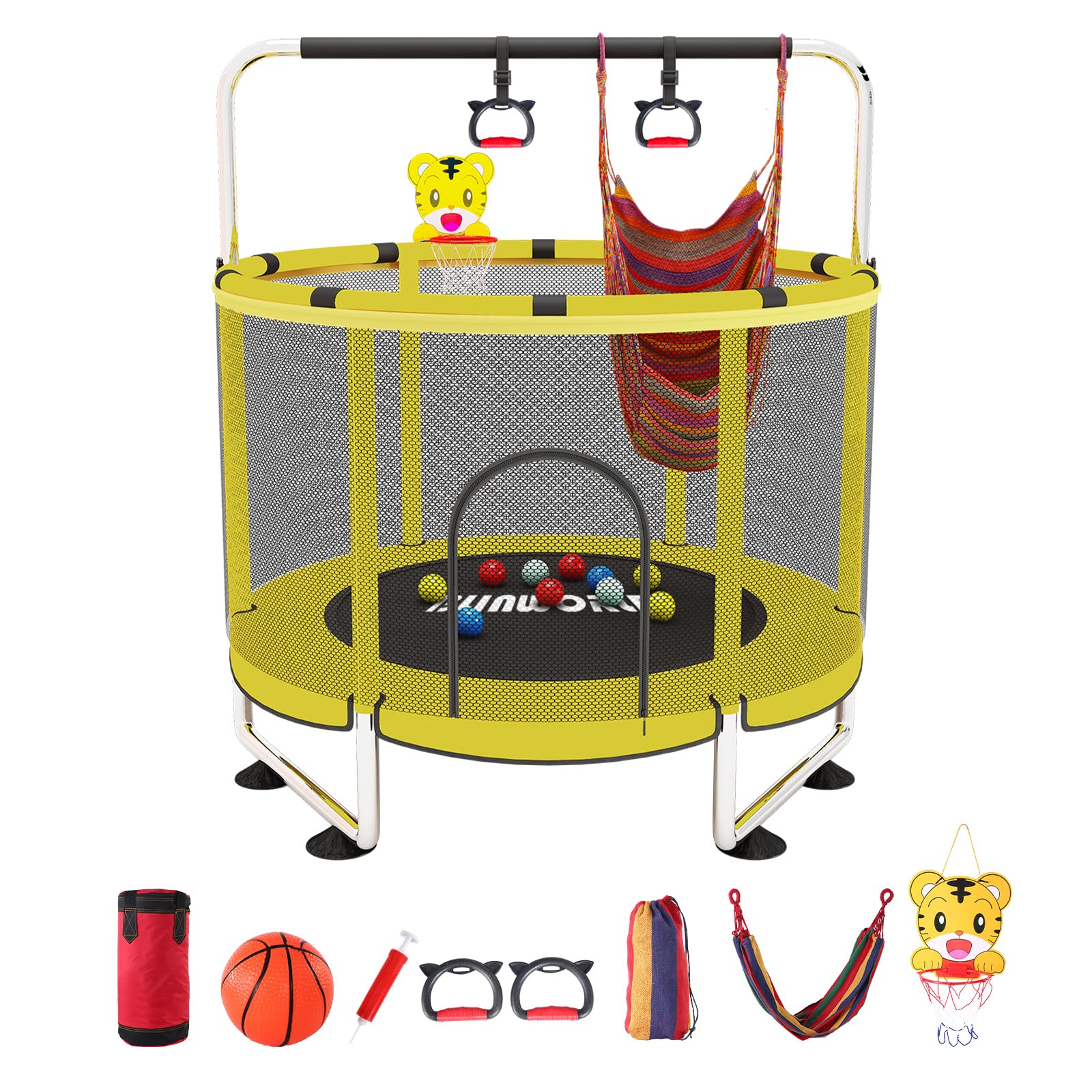 Trampoline Adjustable Toddler Basketball Enclosure