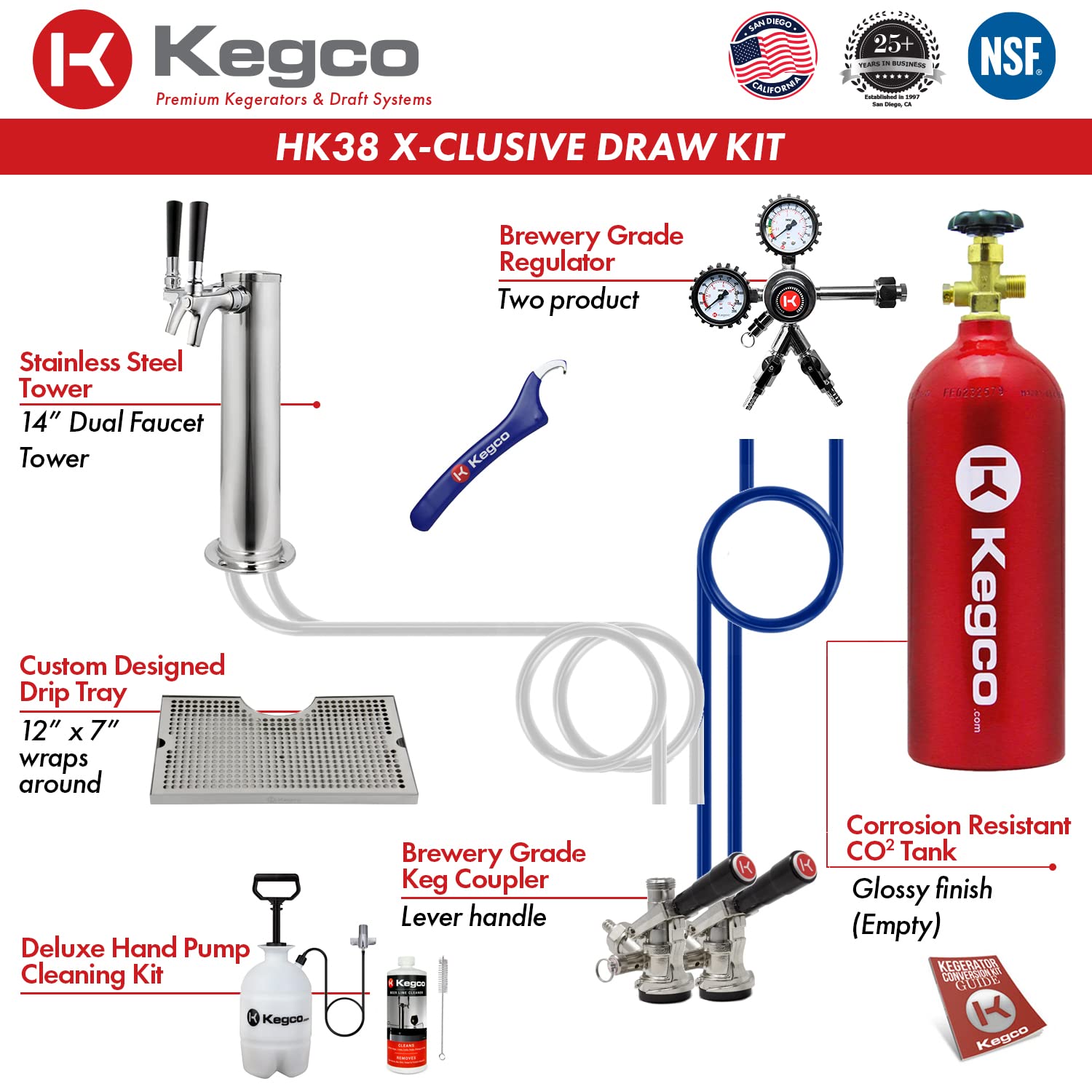 Kegco HK38BSU-2 Dual Faucet Under-Counter Kegerator