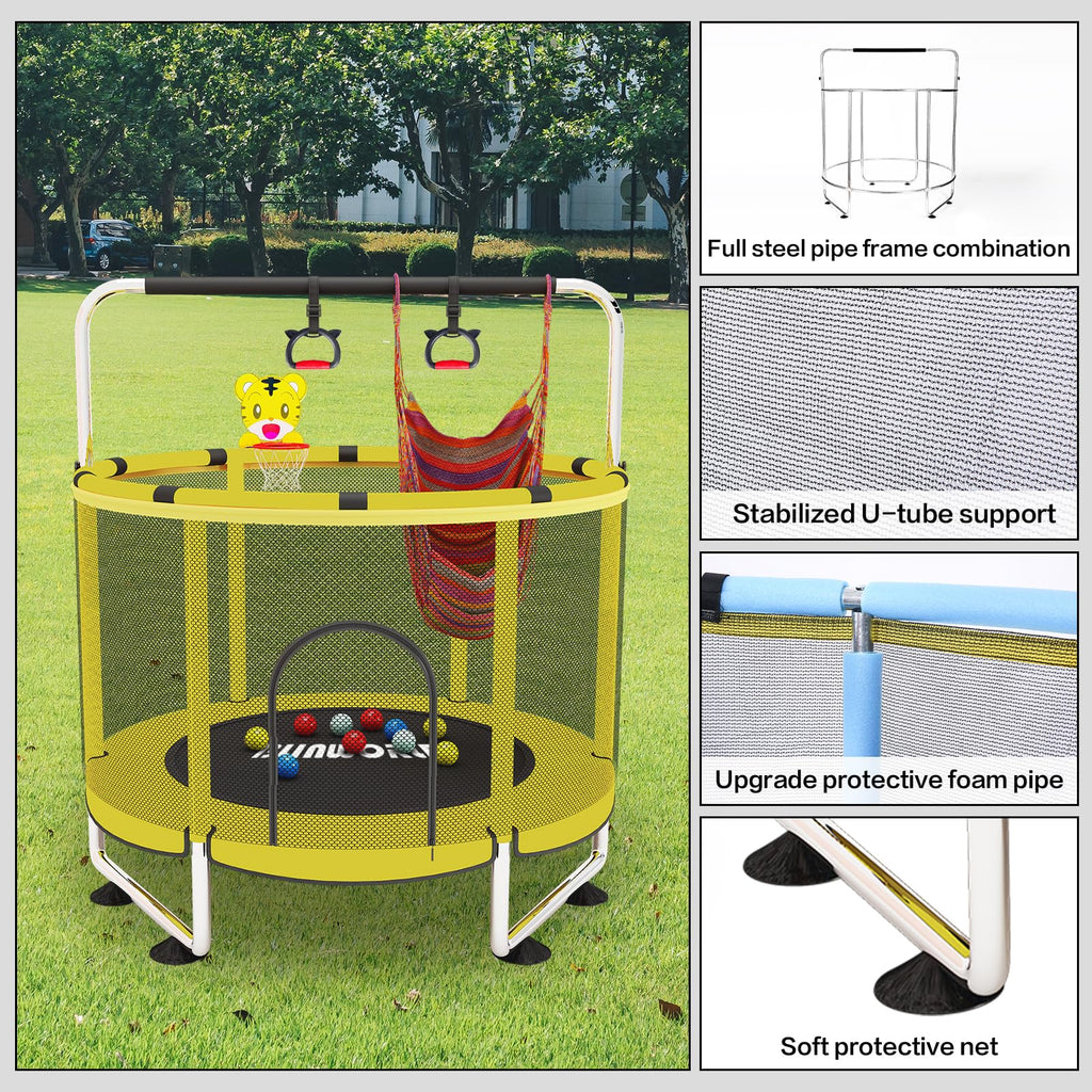 Trampoline Adjustable Toddler Basketball Enclosure