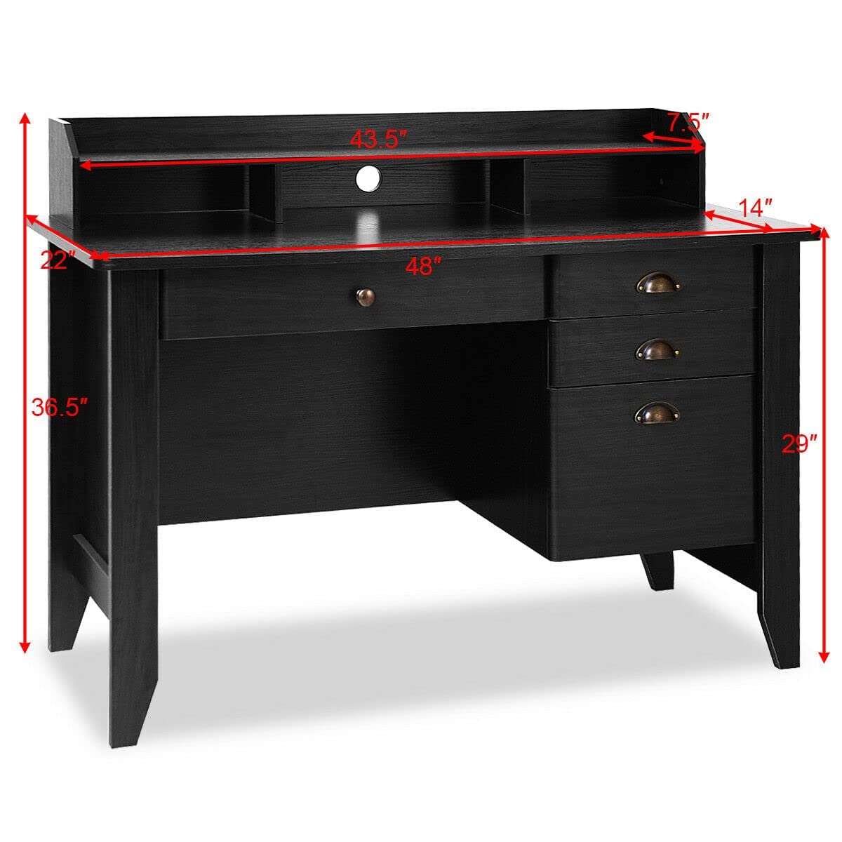 Tangkula Studyroom Bookshelf Workstation Writing