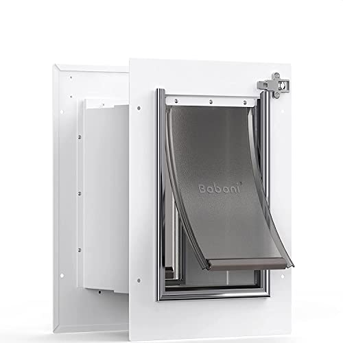 Baboni Pet Door for Wall, Steel Frame and Telescoping Tunnel, Aluminum Lock, Double Flap Dog Door and Cat Door, Strong and Durable (Pets Up to 100 Lb) -Large