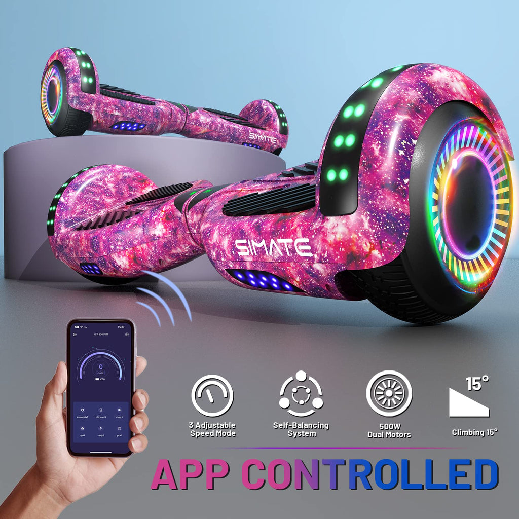 SIMATE Self-Balancing Hoverboard with Bluetooth and LED Lights