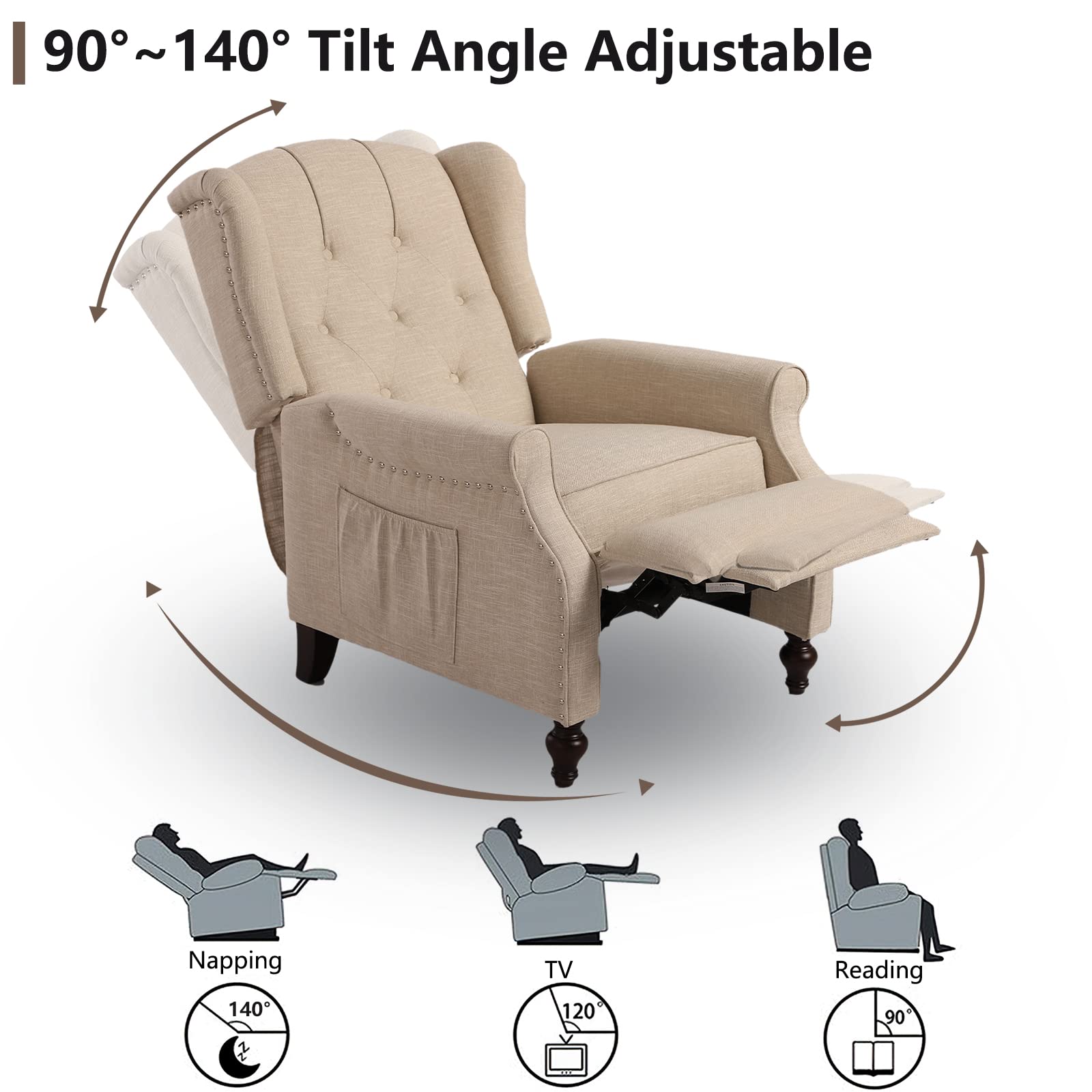Consofa Wingback Recliner Massage Backrest