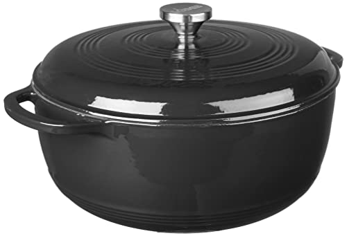 Lodge 7.5 Quart Enameled Cast Iron Dutch Oven with Lid u2013 Dual Handles u2013 Oven Safe up to 500u00b0 F or on Stovetop - Use to Marinate, Cook, Bake, Refrigerate and Serve u2013 Indigo