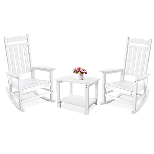 Stoog All-Weather Patio Rocking Chair with 400 lbs Weight Capacity, Oversized Porch Rocker Chair, for Backyard, Fire Pit, Lawn, Garden, Outdoor and Indoor, Black