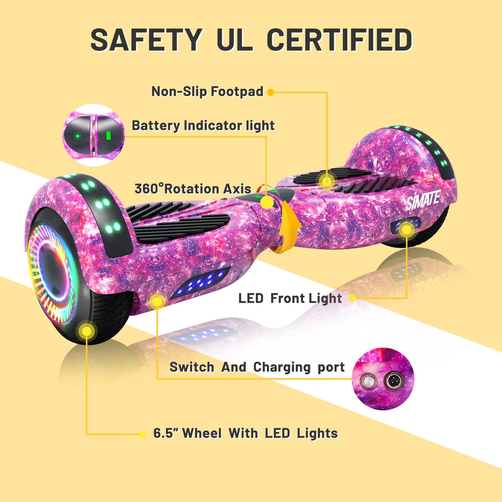 SIMATE Self-Balancing Hoverboard with Bluetooth and LED Lights