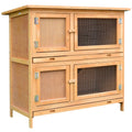 Pawhut Solid Wood 2-Story Rabbit Hutch (Yellow)