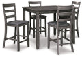 Signature Design by Ashley Bridson Counter Height Dining Room Table and Bar Stools (Set of 5), Gray