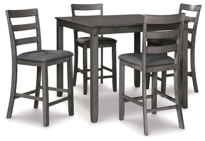 Signature Design by Ashley Bridson Counter Height Dining Room Table and Bar Stools (Set of 5), Gray