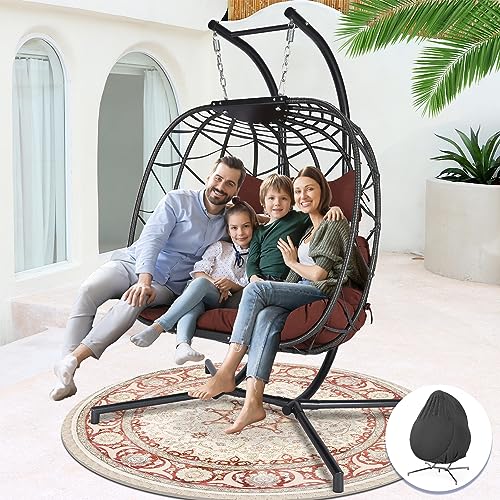 NICESOUL Wicker Rattan Hanging Swing Egg Chair with Stand