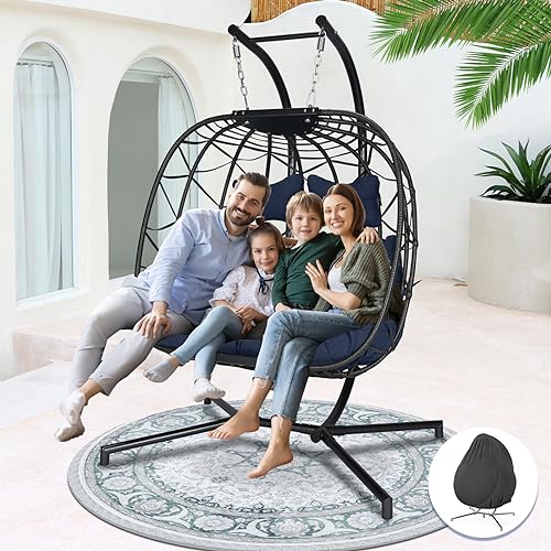 NICESOUL Wicker Rattan Hanging Swing Egg Chair with Stand