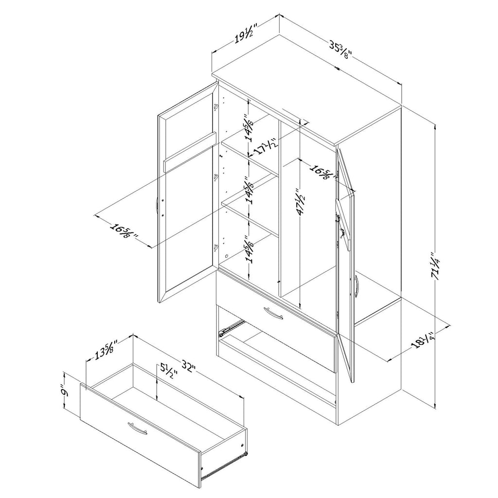 South Shore 5370038 Wardrobe Adjustable