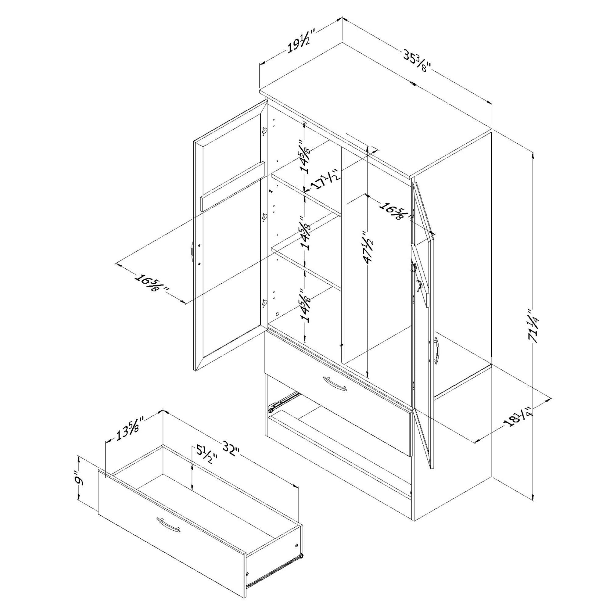 South Shore 5370038 Wardrobe Adjustable