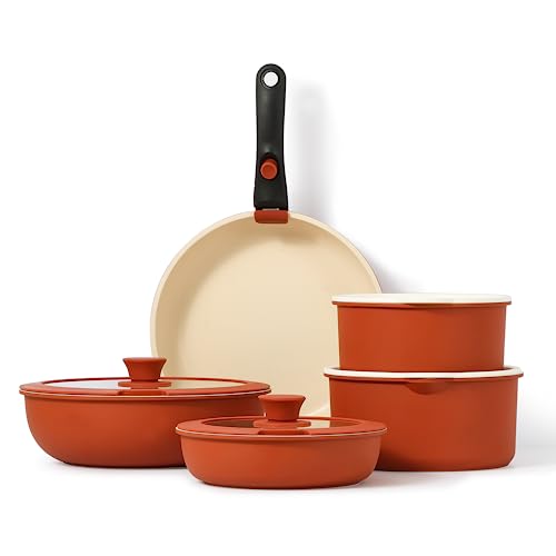 CAROTE 11-Piece Nonstick Cookware Set with Detachable Handle