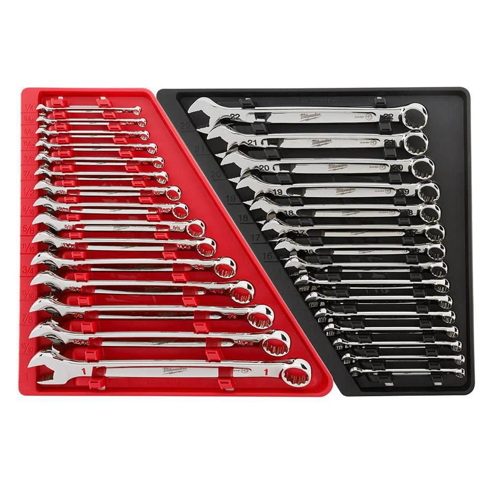 Combination SAE and Metric Wrench Mechanics Tool Set (30-Piece) 48-22-9415-48-22-9515