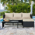 Waroom 3-Piece Khaki Wicker Outdoor Patio Conversation Set
