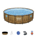 Bestway Swim Vista 16 ft. x 16 ft. Round 48 in. Deep Power Steel Above Ground Swimming Pool Set 56726E-BW