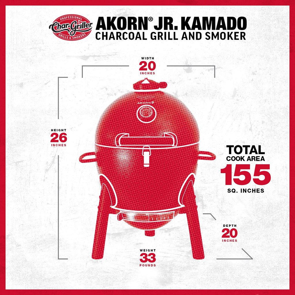 Char-Griller E86714 AKORN Jr. Kamado, Ash Portable Charcoal Grill